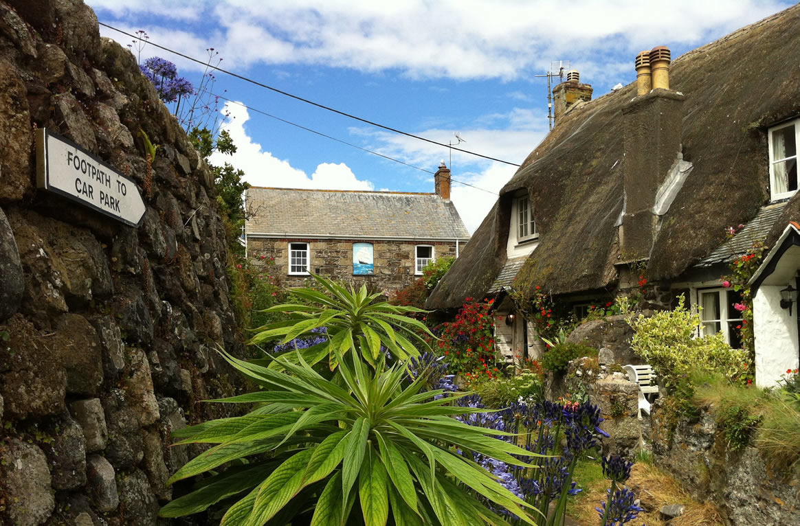 A footpath in Cadgwith the village, Cornwall.