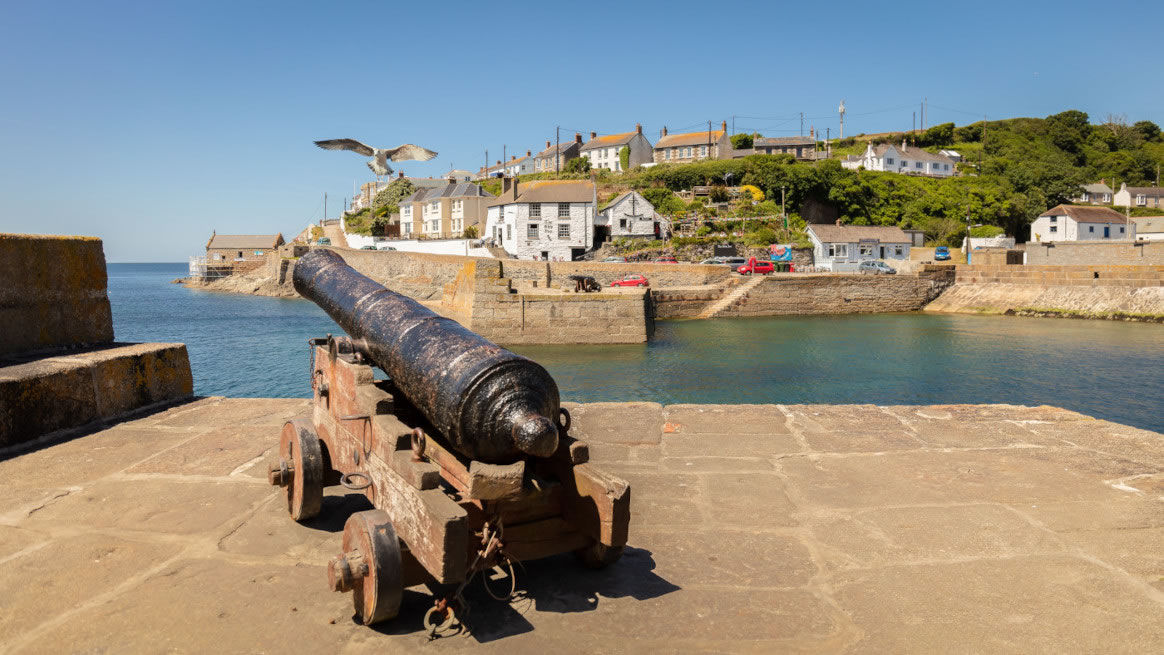 Picture of Porthleven Harbour Gun and harbour area, Cornwall