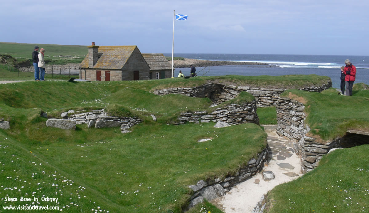 Picture of Skara Brae in the Islands of Orkney. Skara Brae is on the Orkney Mainland